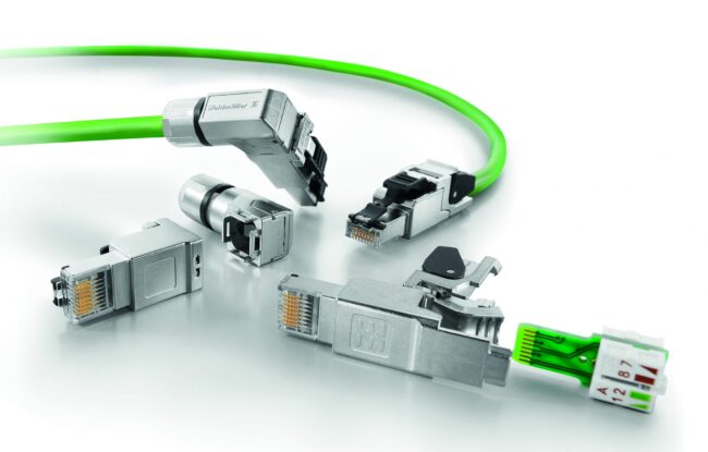 Weidmuller 10 Gbit / s'ye kadar iletim hızları için sahada monte edilebilen RJ45 geçmeli konnektörler sunuyor.